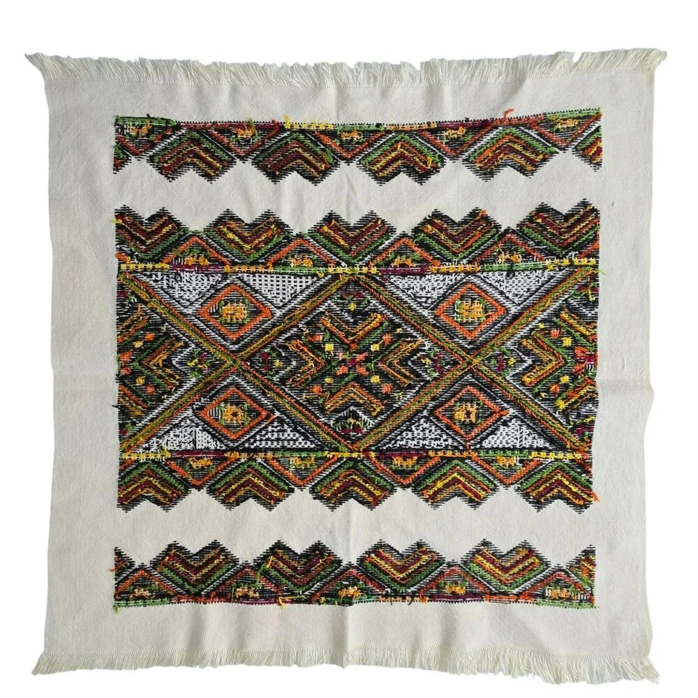 Handwoven Ukrainian Rushnyk Tapestry Embroidered Cotton Wedding Geometric Fringe